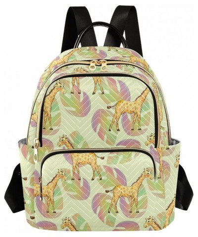 Giraffe Gradient Leaves Fashion Travel Backpack for Women Multi Pockets Lightweight Purse for Women-M Multicolor Small $15.75...