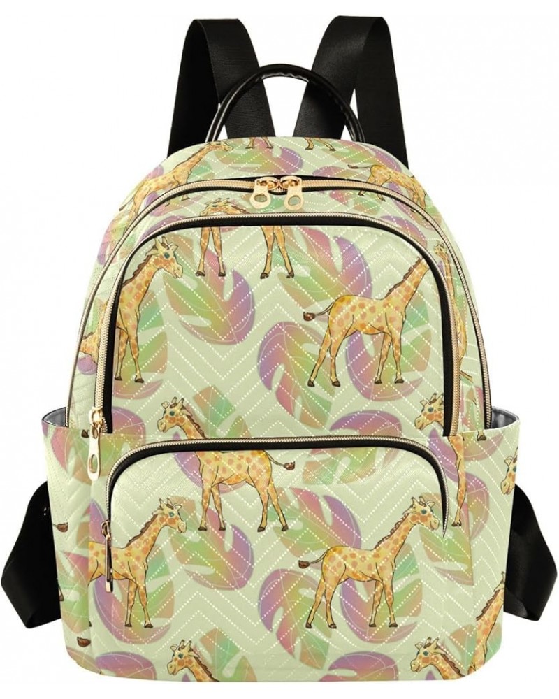 Giraffe Gradient Leaves Fashion Travel Backpack for Women Multi Pockets Lightweight Purse for Women-M Multicolor Small $15.75...