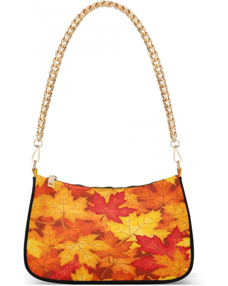 Shoulder Bags for Women Fall Maple Leaves in Autumn Hobo Tote Handbag Small Clutch Purse with Zipper Closure $16.11 Shoulder ...