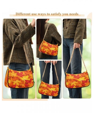 Shoulder Bags for Women Fall Maple Leaves in Autumn Hobo Tote Handbag Small Clutch Purse with Zipper Closure $16.11 Shoulder ...