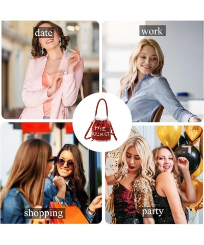 Bucket Bags for Women, Mini Bucket Bag Hobo Purses Tote Bag Leather Crossbody Bucket Bags Drawstring Handbags (Black) A-red $...