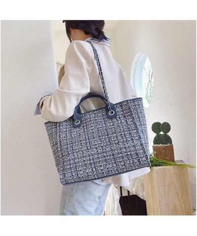 Large Capacity Canvas Tote Bag Women Handbag Plaid Contrasting Colors Bag Ladies Beach Bags C $27.94 Totes