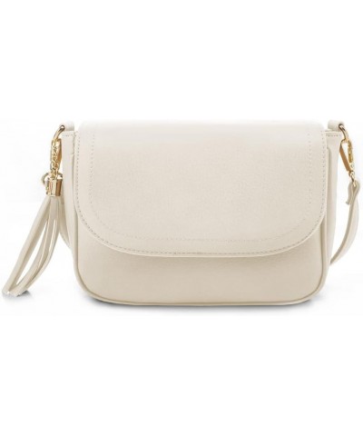 Small Crossbody Bags for Women Trendy Flap Saddle Purses with Tassel Vegan leather Shoulder bag Off-white $14.25 Crossbody Bags