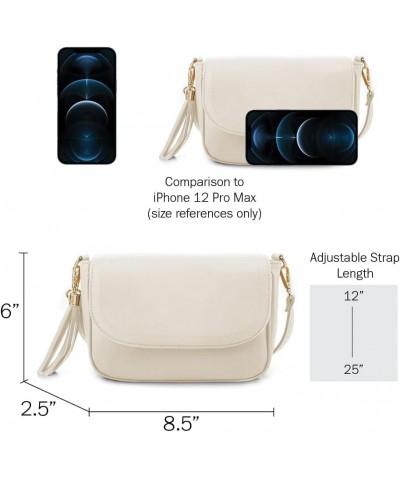 Small Crossbody Bags for Women Trendy Flap Saddle Purses with Tassel Vegan leather Shoulder bag Off-white $14.25 Crossbody Bags