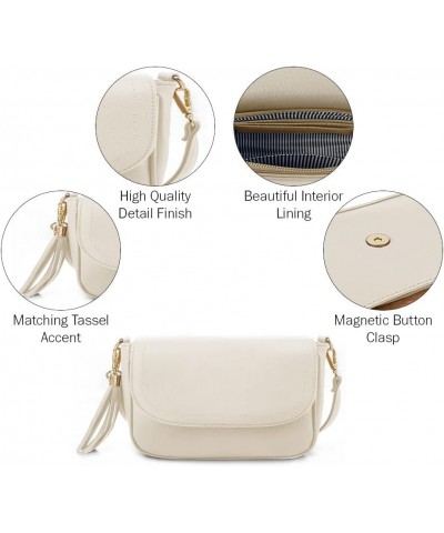 Small Crossbody Bags for Women Trendy Flap Saddle Purses with Tassel Vegan leather Shoulder bag Off-white $14.25 Crossbody Bags