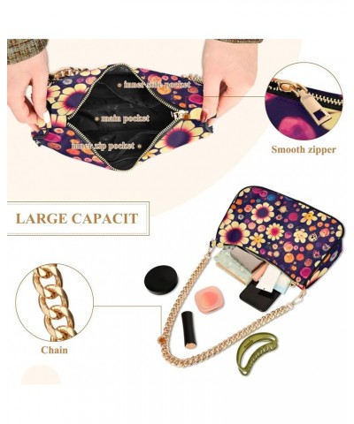 Cartoon Cinco De Mayo Symbols Shoulder Handbag for Women Mini Purse with Zipper Flowers on Dark $14.39 Totes