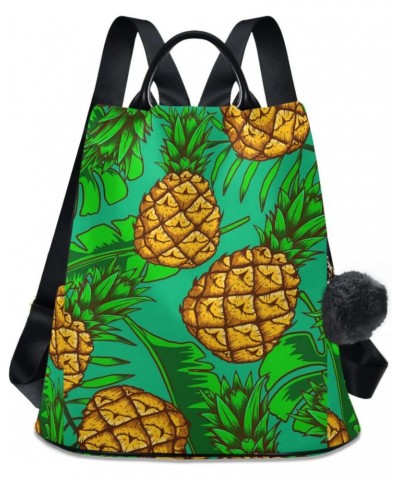 Pineapples and Tropical Leaves Backpack Purse for Women Travel Casual Daypack College Bookbag Work Business Ladies Shoulder B...