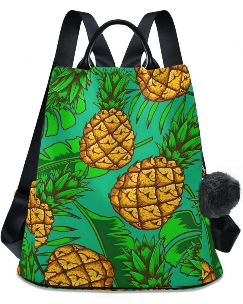 Pineapples and Tropical Leaves Backpack Purse for Women Travel Casual Daypack College Bookbag Work Business Ladies Shoulder B...