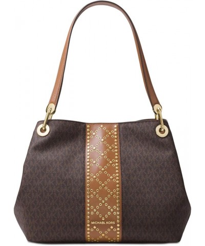 Women's Raven Large Leather Shoulder Bag (Brown Stud) Brown Stud $101.88 Totes