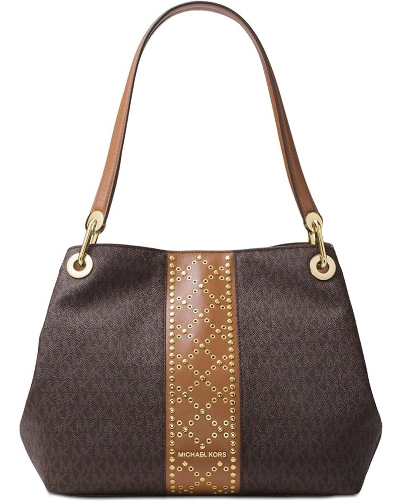 Women's Raven Large Leather Shoulder Bag (Brown Stud) Brown Stud $101.88 Totes