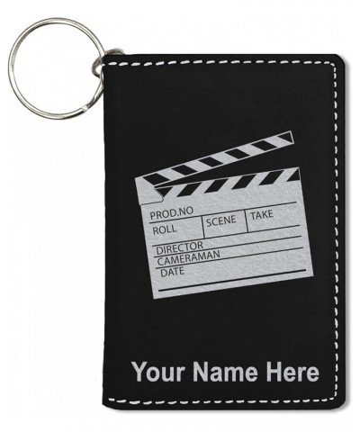 ID Holder Wallet, Movie Clapperboard, Personalized Engraving Included (Teal) Black with Silver $11.48 Wallets