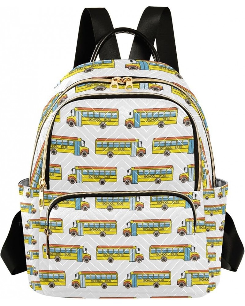 Yellow School Bus Backpack for Women Shoulder Bag Lightweight Mini Backpack Casual Daypack for Travel Small(11.41'' x 6.1'' x...