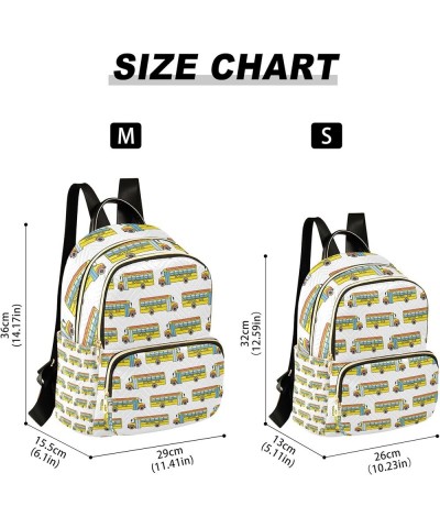 Yellow School Bus Backpack for Women Shoulder Bag Lightweight Mini Backpack Casual Daypack for Travel Small(11.41'' x 6.1'' x...