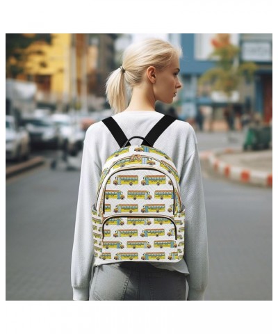 Yellow School Bus Backpack for Women Shoulder Bag Lightweight Mini Backpack Casual Daypack for Travel Small(11.41'' x 6.1'' x...