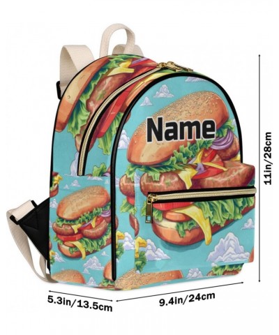 Beef Burgers Food Custom Mini Backpack Purse for Women Personalized Fashion Leather Small Backpack Shoulder Handbag Travel Ba...