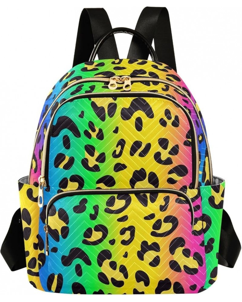 Mini Backpack Purse for Women Lightweight Girls Small Size Leopard Rainbow Cheetah Print School Teens College Traveling Mediu...