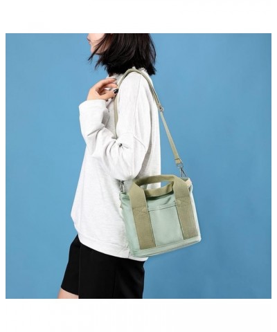 Women Handbag with Zipper Lady Single Shoulder Canvas Crossbody Bag Bucket Tote Bag Solid Color (Blue) Green $15.85 Totes