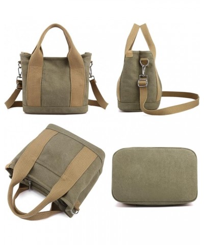 Handbag for Women Small Multi-Pockets, Canvas Mini Tote Shoulder Bags with Zipper, Satchel Hobo Bag for Travel Work Army Gree...