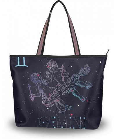 Aries Zodiac Handbags for Women Tote Bag Large Capacity Top Handle Shopper Shoulder Bag Gemini Zodiac $12.42 Totes