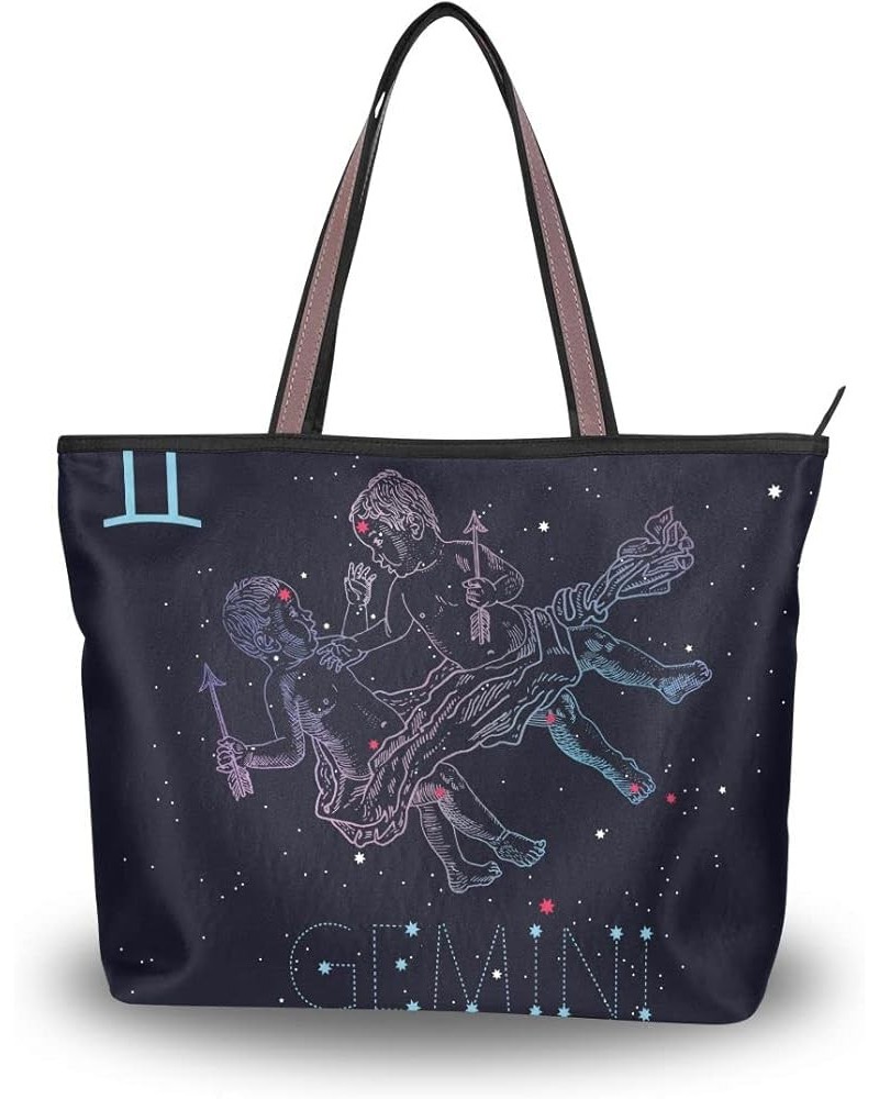 Aries Zodiac Handbags for Women Tote Bag Large Capacity Top Handle Shopper Shoulder Bag Gemini Zodiac $12.42 Totes