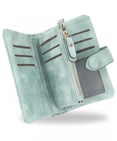 Small Wallets for Women, Soft Leather Multi Card Holder RFID Blocking Womens Wallet with Wristlet Zipper Coin Pocket (Light G...