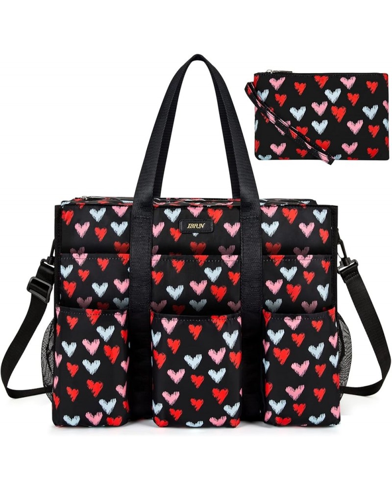 Utility Tote Bag with 14/24 Pockets Zip Top Teacher Tote Bag for Teacher/Work Women C2-l-sweet Heart $24.50 Travel Gear