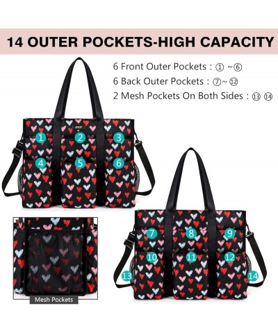 Utility Tote Bag with 14/24 Pockets Zip Top Teacher Tote Bag for Teacher/Work Women C2-l-sweet Heart $24.50 Travel Gear