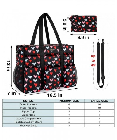 Utility Tote Bag with 14/24 Pockets Zip Top Teacher Tote Bag for Teacher/Work Women C2-l-sweet Heart $24.50 Travel Gear