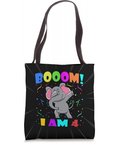 Dabbing Elephant Booom! I Am 4 Boys Girls 4th Birthday Party Tote Bag $11.98 Totes