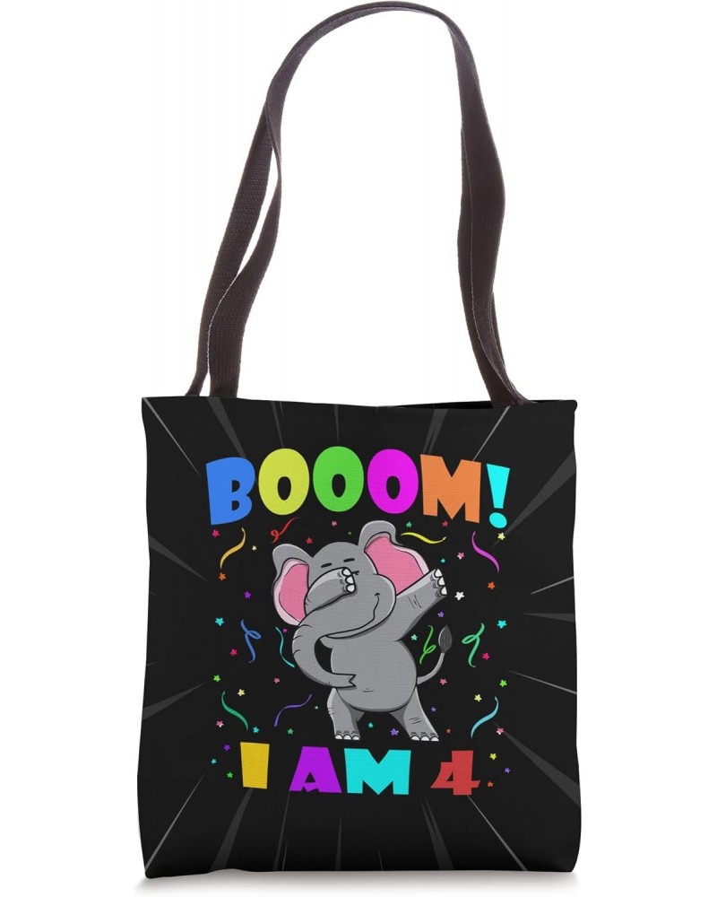 Dabbing Elephant Booom! I Am 4 Boys Girls 4th Birthday Party Tote Bag $11.98 Totes