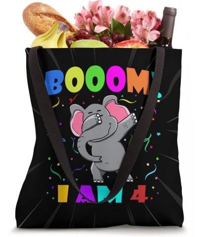 Dabbing Elephant Booom! I Am 4 Boys Girls 4th Birthday Party Tote Bag $11.98 Totes