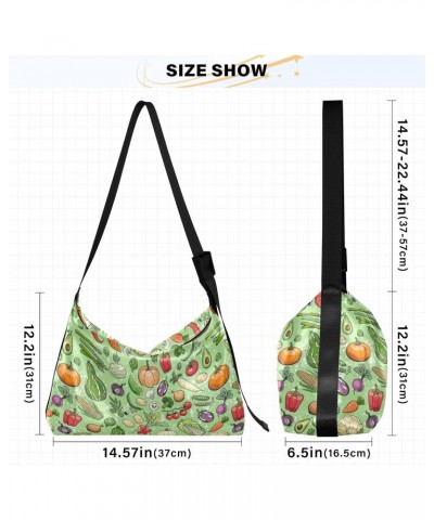 Vegetables Green Hobo Bags for Women Crossbody Bag Leather Purses Handbag Shoulder Bag for Travel Gifts Work $15.18 Hobo Bags