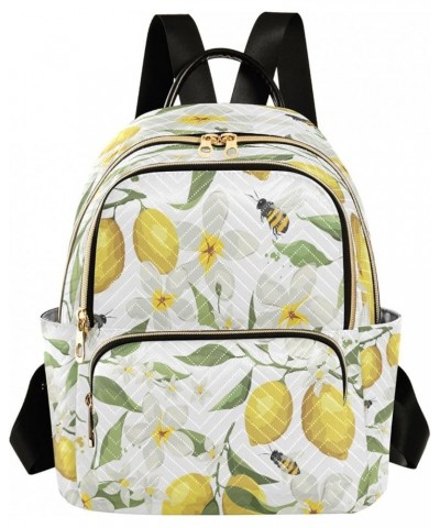 Women Backpack Purse Summer Lemon Flowers and Bees Fashion Shoulder Bags Travel Backpack Small Daypacks S Medium $10.40 Backp...