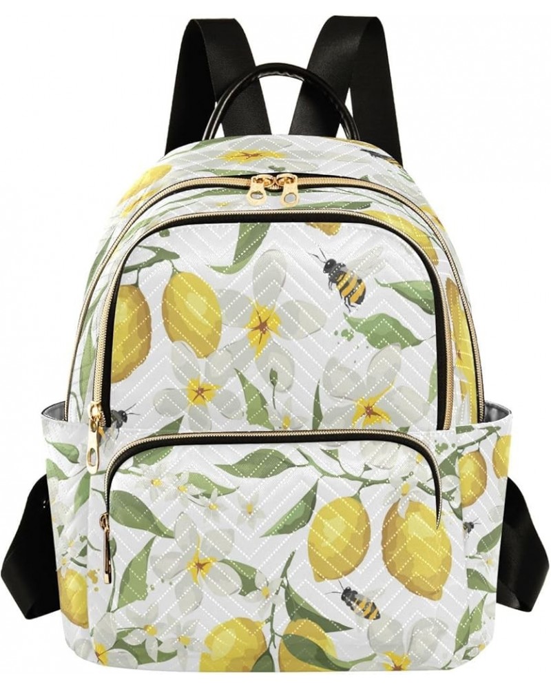 Women Backpack Purse Summer Lemon Flowers and Bees Fashion Shoulder Bags Travel Backpack Small Daypacks S Medium $10.40 Backp...