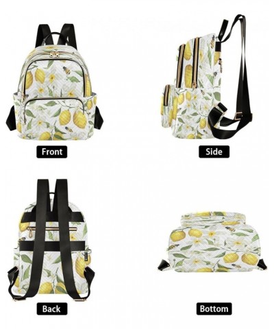 Women Backpack Purse Summer Lemon Flowers and Bees Fashion Shoulder Bags Travel Backpack Small Daypacks S Medium $10.40 Backp...