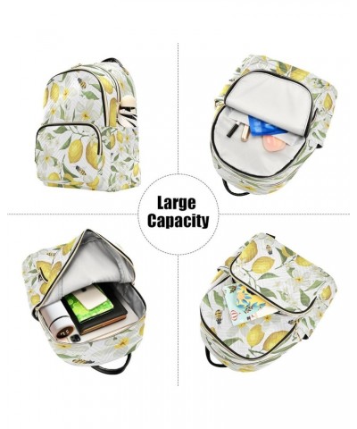 Women Backpack Purse Summer Lemon Flowers and Bees Fashion Shoulder Bags Travel Backpack Small Daypacks S Medium $10.40 Backp...