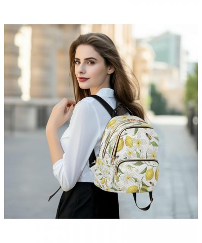 Women Backpack Purse Summer Lemon Flowers and Bees Fashion Shoulder Bags Travel Backpack Small Daypacks S Medium $10.40 Backp...