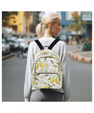 Women Backpack Purse Summer Lemon Flowers and Bees Fashion Shoulder Bags Travel Backpack Small Daypacks S Medium $10.40 Backp...