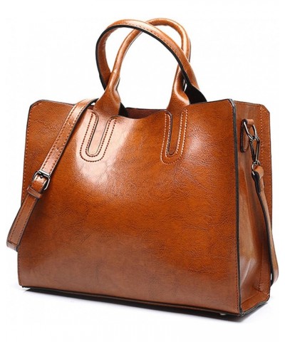 Women's Vintage Leather Handbag Casual Female Bag Tote Ladies Shoulder Bag Large Messenger bag Brown $35.69 Totes