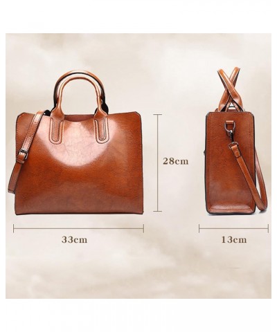 Women's Vintage Leather Handbag Casual Female Bag Tote Ladies Shoulder Bag Large Messenger bag Brown $35.69 Totes