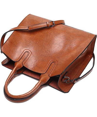 Women's Vintage Leather Handbag Casual Female Bag Tote Ladies Shoulder Bag Large Messenger bag Brown $35.69 Totes