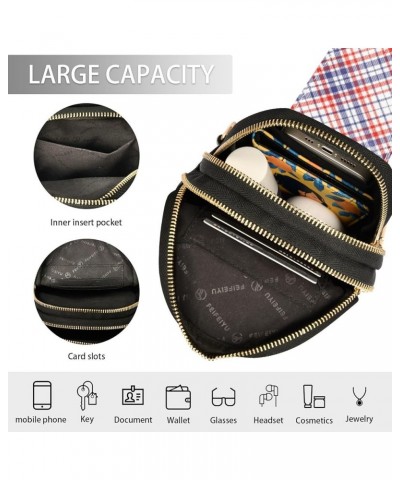 Plaid Pattern Small Sling Bag for Women Leather Crossbody Stripe Packs Chest Bag for Men Color 6 $16.82 Crossbody Bags