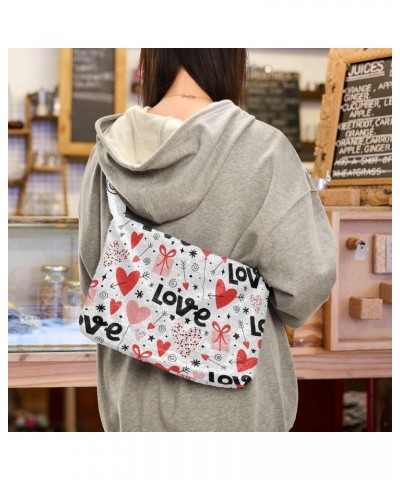 Valentines Women Boho Handbag Love Heart Present Arrow Balloon Underarm Bag Tote Bag Shoulder Bag Crossbody Bag Fluffy Cell P...