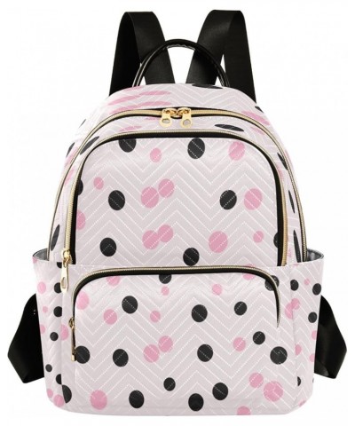 Dots Pink and Black Fashion Backpack Purse Ladies Fashion Rucksack Travel Shoulder Bag Casual Daily Backpack Medium $17.81 Ba...