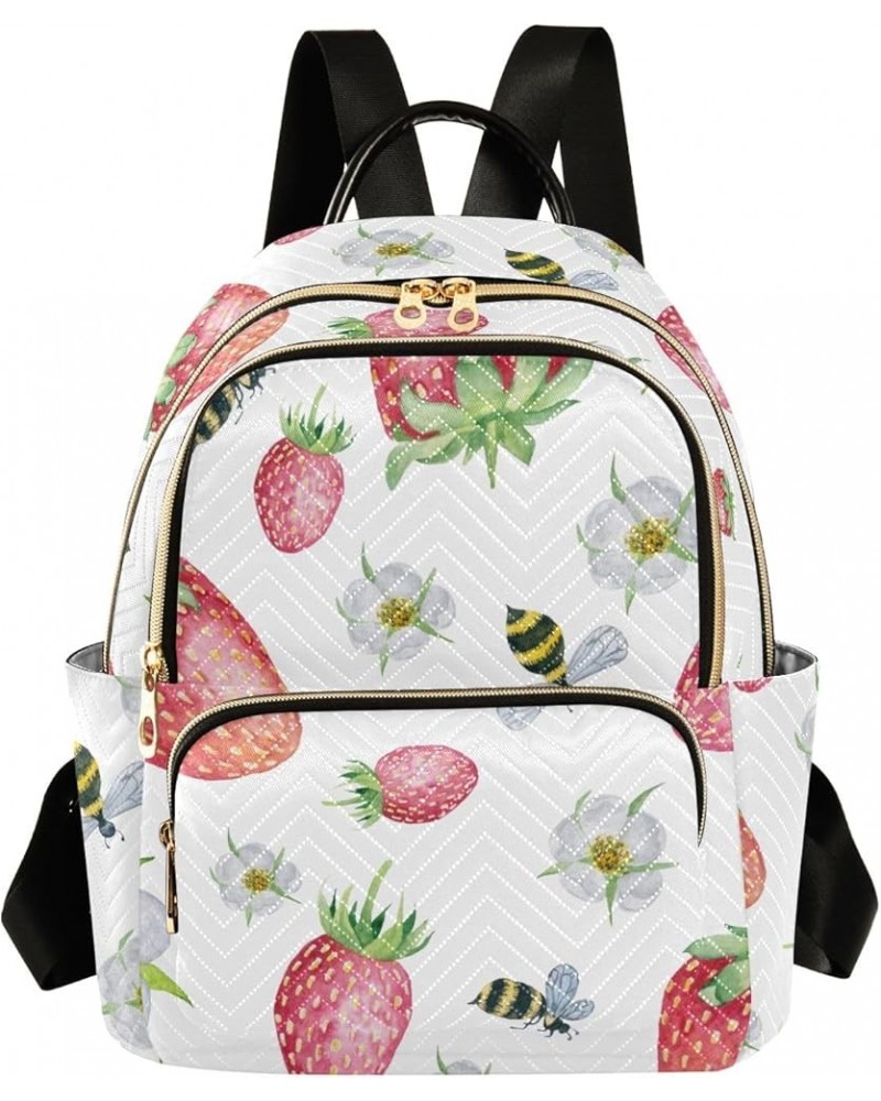 Mini Backpack Purse for Women Lightweight Girls Small Size Bee and Strawberry School Teens College Traveling Small $16.82 Bac...