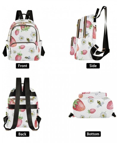 Mini Backpack Purse for Women Lightweight Girls Small Size Bee and Strawberry School Teens College Traveling Small $16.82 Bac...