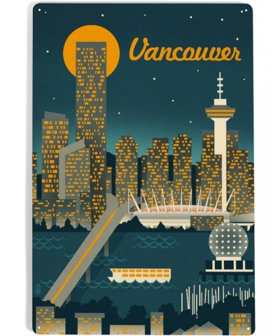 12x18 Inch Metal Sign, Vancouver, Canada, Retro Skyline $25.64 Totes