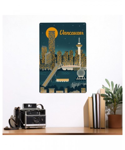 12x18 Inch Metal Sign, Vancouver, Canada, Retro Skyline $25.64 Totes