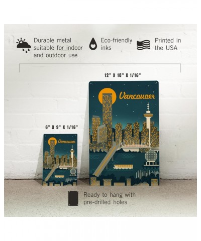 12x18 Inch Metal Sign, Vancouver, Canada, Retro Skyline $25.64 Totes