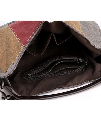 Contrast Color Canvas Shoulder Bag Ladies Fashion Handbag Large Capacity Crossbody Bag Shopping Tote Bag (Color : Brown Multi...